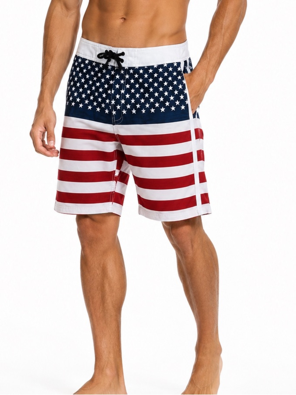 BKE Patriotic USA Stars & Stripes Surf Swim Board Shorts size 34